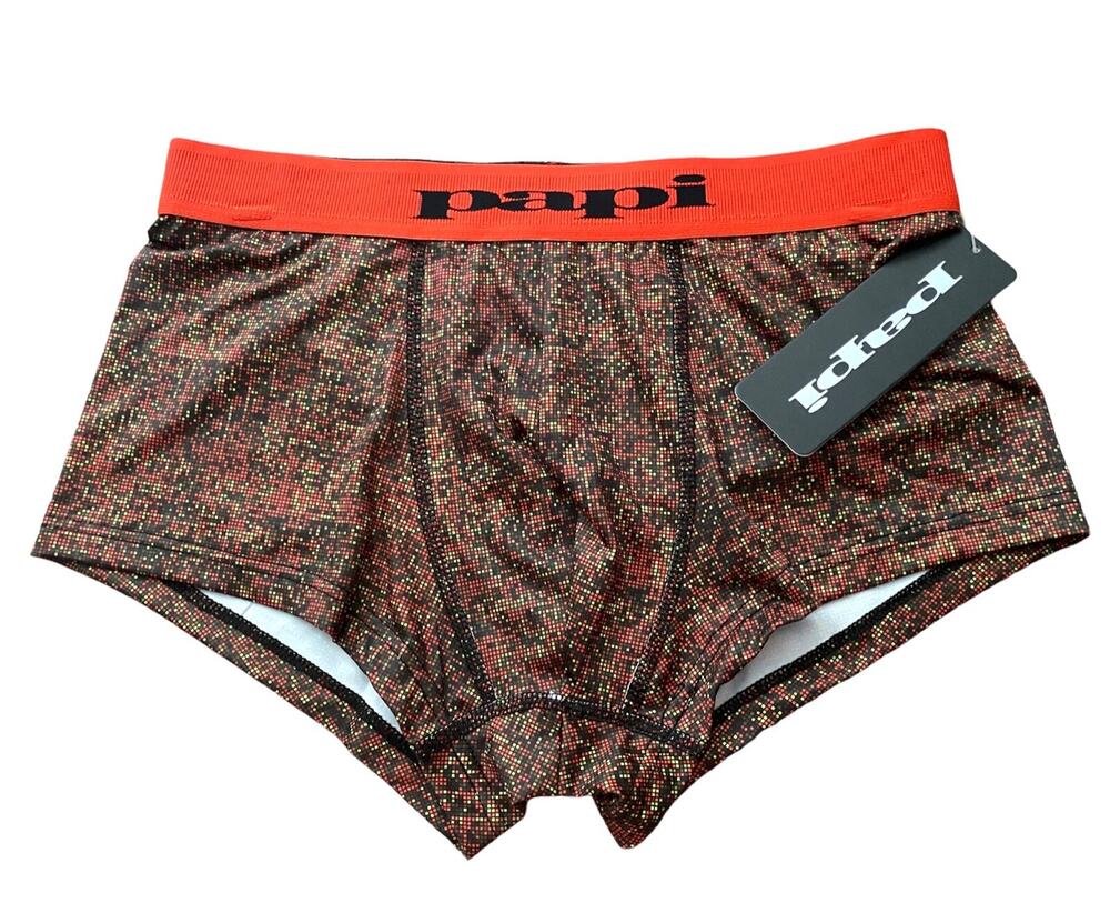 Papi Men's Nwt Orange Digital Sexy UMPA050 Microflex Brazilian Trunk Underwear S